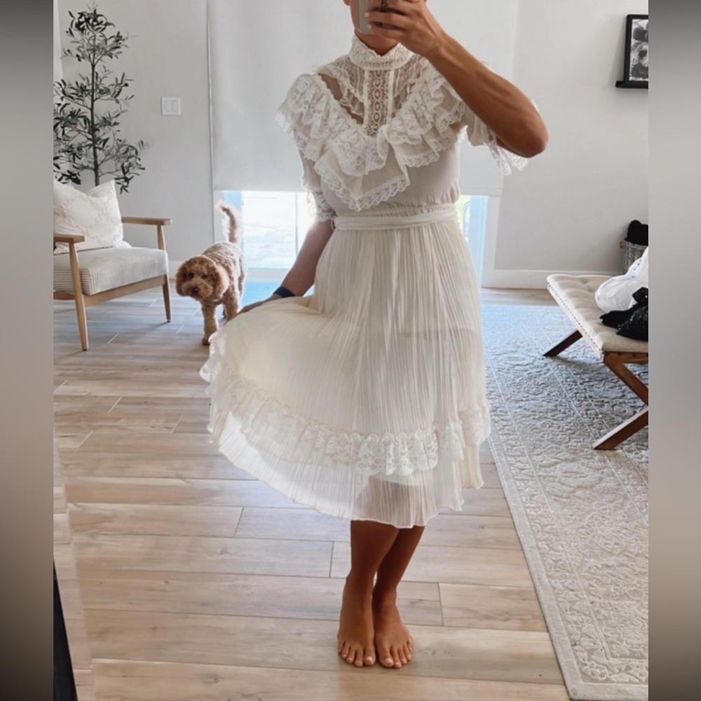 Gunne Sax white lace dress